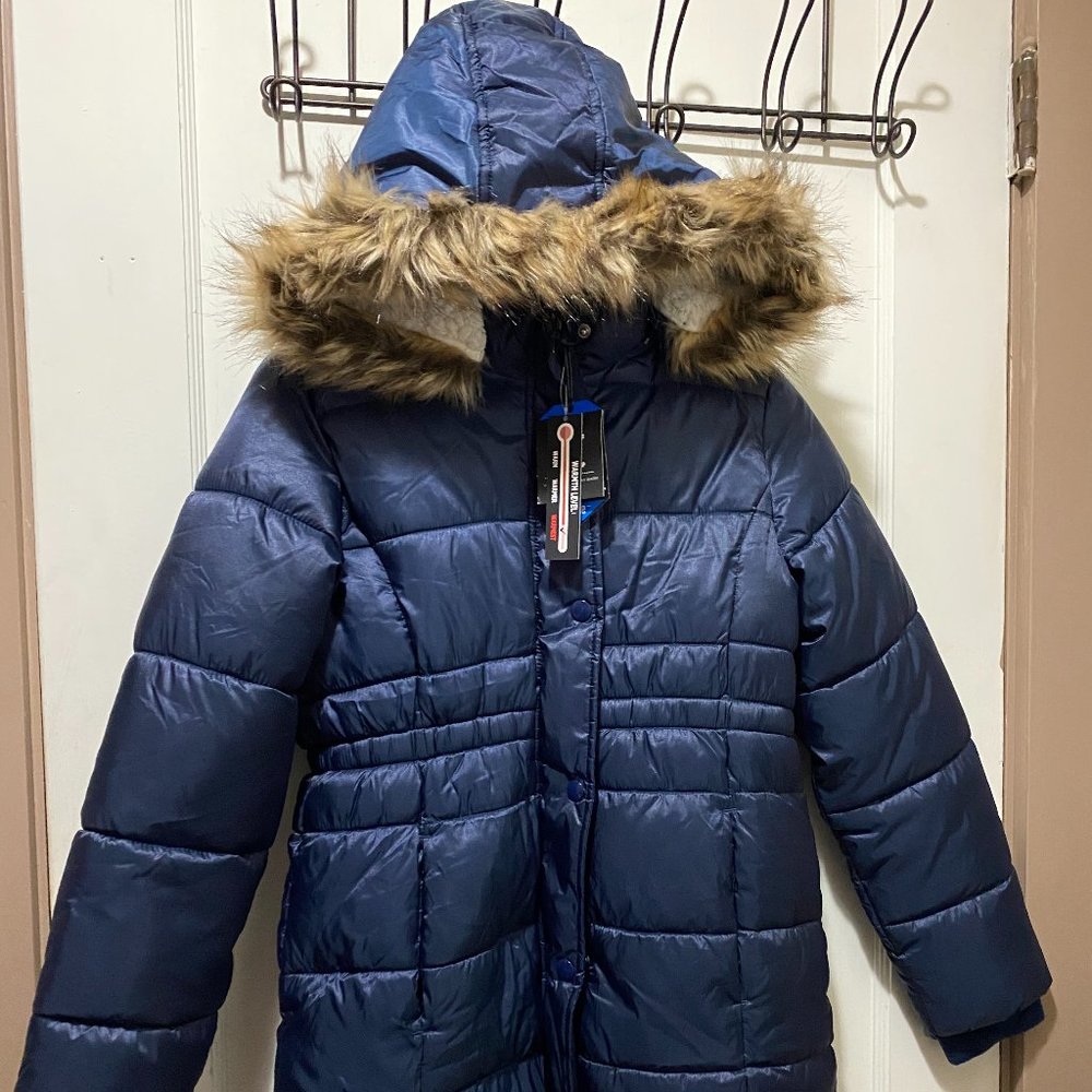 NWT Girls Navy Blue  10/12 Members Mark Sherpa-lined Jacket